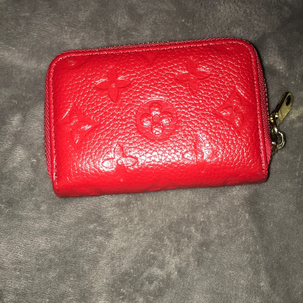Red monogram wallet